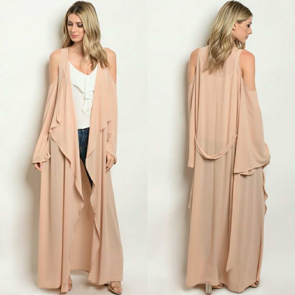 JUST IN !!! TAUPE LONG FLOWY KIMONO DUSTER - Picture 3 of 6